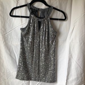 INC International Concepts Grey Sequin Halter Top